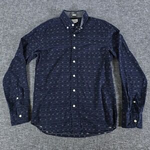 J Crew Slim Fit Men's Blue Geometric Print Button Down Shirt Size S